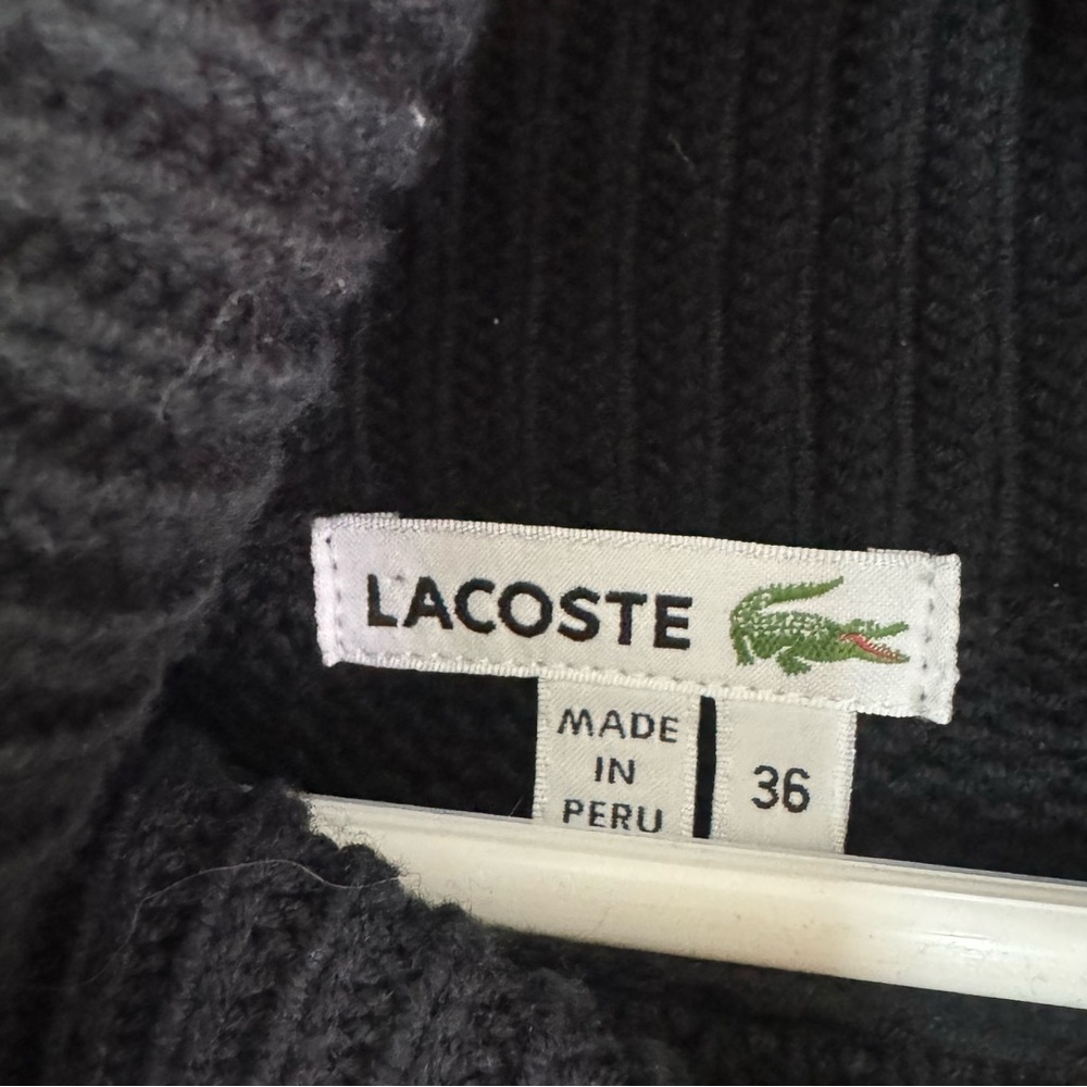 Lacoste Black Cable Knit Turtleneck Sweater - Picture 3 of 6
